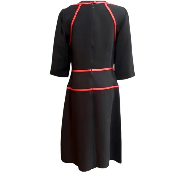 EUC PRADA Leather Accented Bateau Neckline Knee Length Dress Authentic - Picture 4 of 11